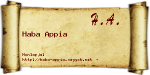 Haba Appia névjegykártya